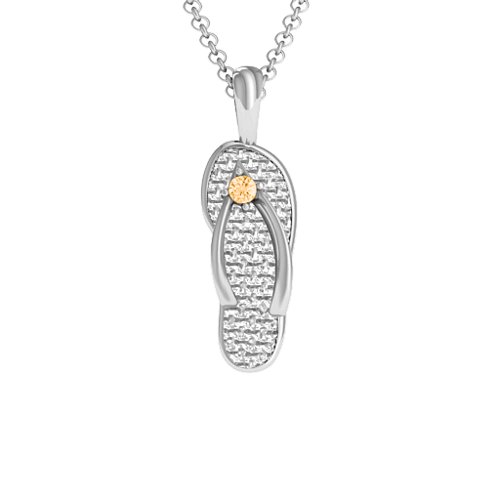 Flip Flop Pendant – Sterling Silver with Citrine
