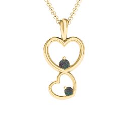 Two Hearts Double Heart Pendant in 18K Gold Plated Silver with Alexandrite