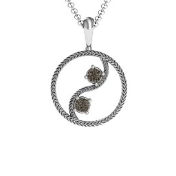 Personalised Yin Yang Pendant in 925 Sterling Silver with Smokey Quartz