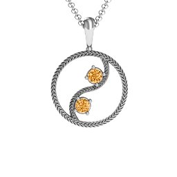 Personalised Yin Yang Pendant in 925 Sterling Silver with Citrine