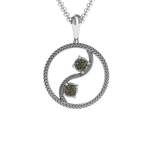 Personalised Yin Yang Pendant – Sterling Silver with Smokey Quartz
