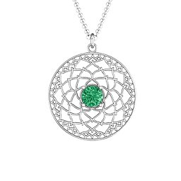 Crown Chakra Pendant in 925 Sterling Silver with Emerald