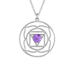 Root Chakra Pendant in 925 Sterling Silver with Amethyst