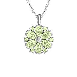 Daisy Cluster Pendant in 925 Sterling Silver with Peridot