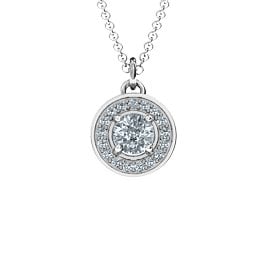 Halo and Accents Pendant in 925 Sterling Silver with Diamond