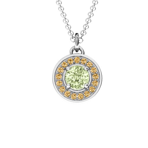 Halo and Accents Pendant – Sterling Silver with Peridot and Fancy Yellow Premium Zirconia