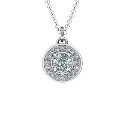 Halo and Accents Pendant – Sterling Silver with Garnet and White Premium Zirconia