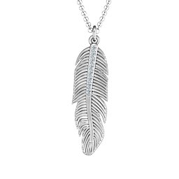 Feather with Accent Stones Pendant in 925 Sterling Silver