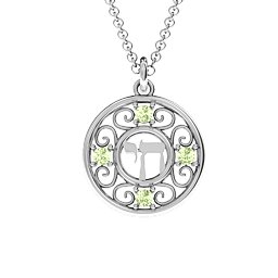 Chai and Stones Pendant in 925 Sterling Silver with Peridot