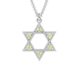 Star of David with Stones Pendant in 925 Sterling Silver with Peridot