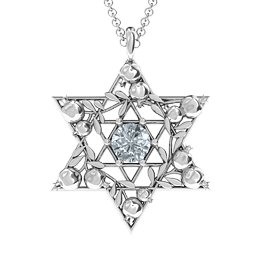 Pomegranate Branch Star of David Pendant in 925 Sterling Silver