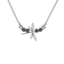 Dragonfly Pendant in 925 Sterling Silver with Smokey Quartz