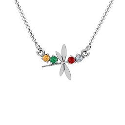 Dragonfly Pendant in 925 Sterling Silver with Citrine, Emerald, Garnet, and Cubic Zirconia