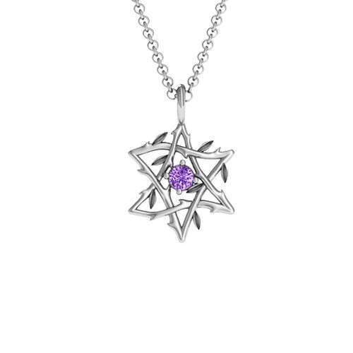 Olive Branch Star of David Pendant – Sterling Silver with Amethyst