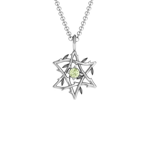 Olive Branch Star of David Pendant – Sterling Silver with Peridot