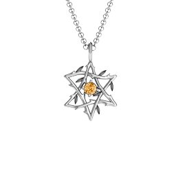 Olive Branch Star of David Pendant in 925 Sterling Silver with Citrine