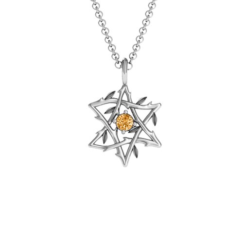 Olive Branch Star of David Pendant – Sterling Silver with Citrine