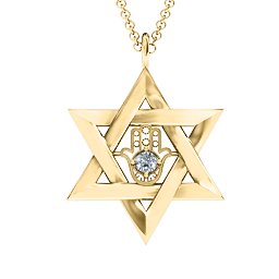 Star of David with Hamsa Pendant in 10K Solid Yellow Gold