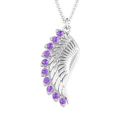Wing Pendant with Stones in 925 Sterling Silver with Amethyst