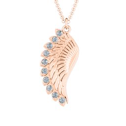 Wing Pendant with Stones in 10K Solid Rose Gold with Cubic Zirconia