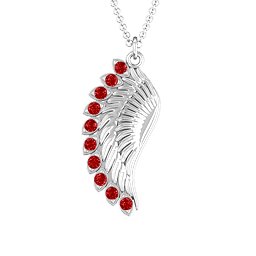 Wing Pendant with Stones in 925 Sterling Silver with Garnet