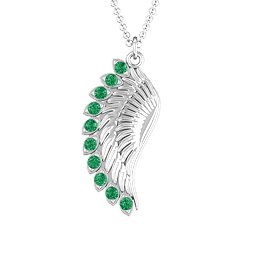 Wing Pendant with Stones in 925 Sterling Silver with Emerald