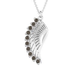 Wing Pendant with Stones in 925 Sterling Silver with Smokey Quartz