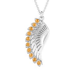 Wing Pendant with Stones in 925 Sterling Silver with Citrine
