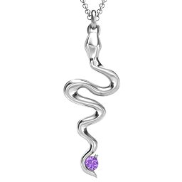 Snake Pendant in 925 Sterling Silver with Amethyst