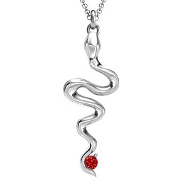 Snake Pendant in 925 Sterling Silver with Garnet