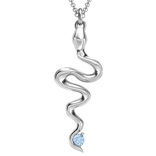 Snake Pendant – Sterling Silver with Aquamarine