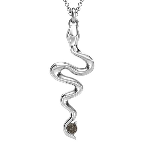 Snake Pendant – Sterling Silver with Smokey Quartz