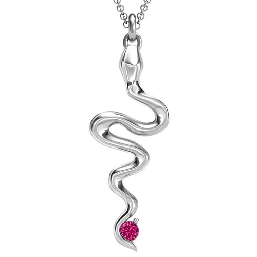 Snake Pendant – Sterling Silver with Ruby