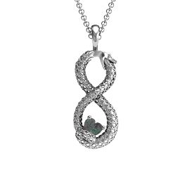 Ouroboros Snake Infinity Pendant in 925 Sterling Silver with Alexandrite