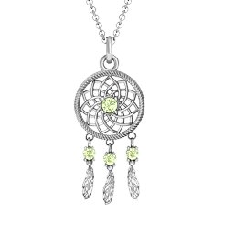 Dream Catcher Pendant in 925 Sterling Silver with Peridot