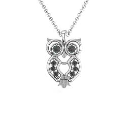 Wise Owl Pendant in 925 Sterling Silver with Alexandrite and Black Premium Zirconia