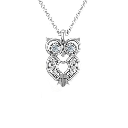 Wise Owl Pendant – Sterling Silver with Cubic Zirconia and White Premium Zirconia