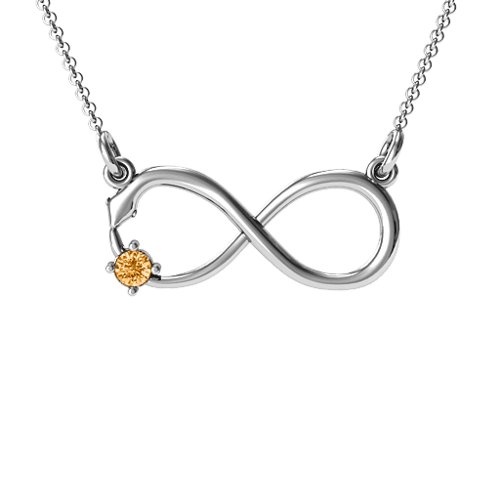 Snake Infinity Pendant – Sterling Silver with Citrine