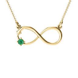 Snake Infinity Pendant in 10K Solid Yellow Gold with Emerald