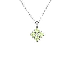 Four Stone Princess Pendant in 925 Sterling Silver with Peridot