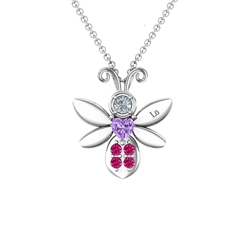 To Bee in Love Pendant – Sterling Silver with Amethyst, Cubic Zirconia, and Ruby