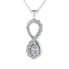 Vertical Infinity Pendant with Pear Gemstone and Accents – 10K Yellow Gold with Diamond