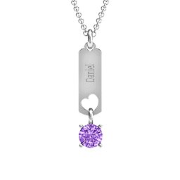 Love Tag Pendant with Round Stone