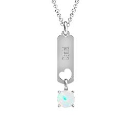 Love Tag Pendant with Round Stone