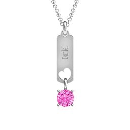 Love Tag Pendant with Round Stone