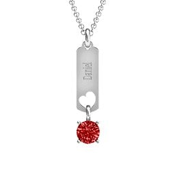 Love Tag Pendant with Round Stone