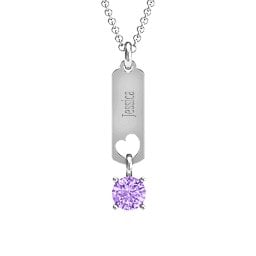 Love Tag Pendant with Round Stone