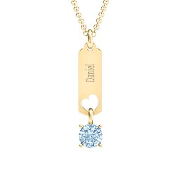 Love Tag Pendant with Round Stone