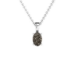 Elegant Oval Stone Pendant in 925 Sterling Silver with Smokey Quartz