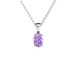 Elegant Oval Stone Pendant in 925 Sterling Silver with Amethyst